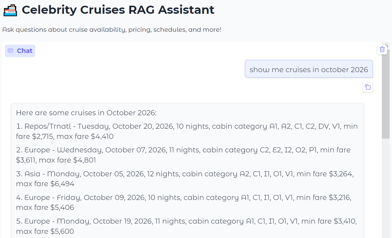 Celebrity Cruises RAG Assistant